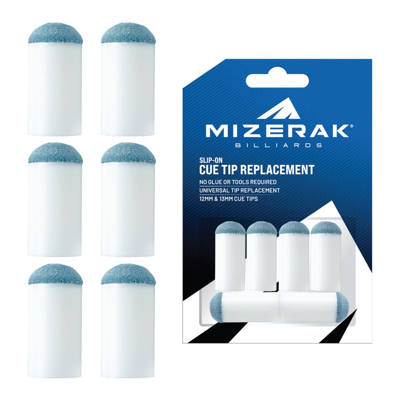 Mizerak Slip-On Cue Tips â€“ 12mm & 13mm Pool Cue Tip Replacements â€“ Universal Fit, No Glue Needed â€“ Instant Fix for Worn Tips - Image 1
